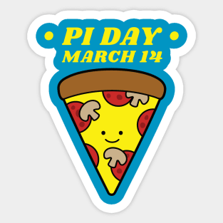 Pi Day March 14 Kawaii Pizza Slice Sticker